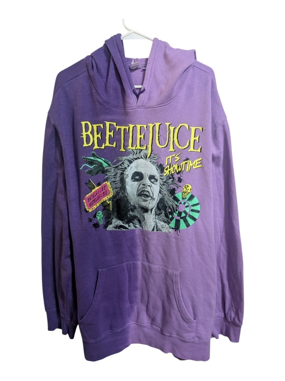 Beetlejuice Hooded Sweatshirt Sz 3XL Purple Showtime Hoodie Unisex Graphic M-017